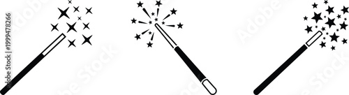 Magic Wand Icon silhouette on white background