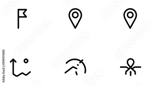 Canvas-taulu Navigational Icons: A collection of minimalist black icons representing key navigational elements, set against a pristine backdrop