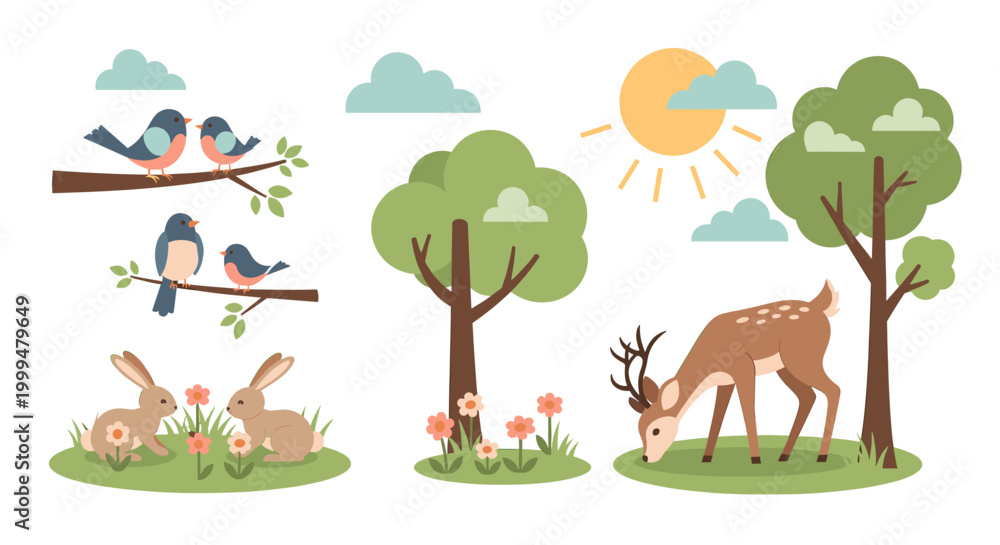 Fototapeta premium A charming cartoon bunny relaxes in a grassy field, evoking feelings of peace and tranquility. Ideal for children's content, spring marketing, or hear