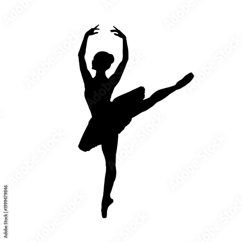  Ballerina silhouette, vector illustration