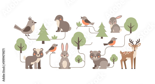 A whimsical illustration evokes a sense of calm and wonder. Perfect for children's media, nature themes, or illustrating creativity and growth concept
