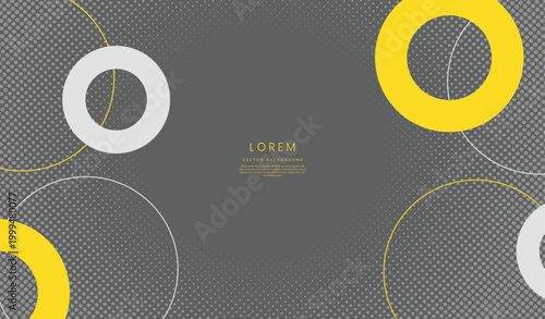 Abstract Gray Geometric Background with Yellow and White Circles