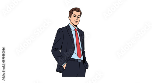 Confident businessman in suit and tie standing confidently