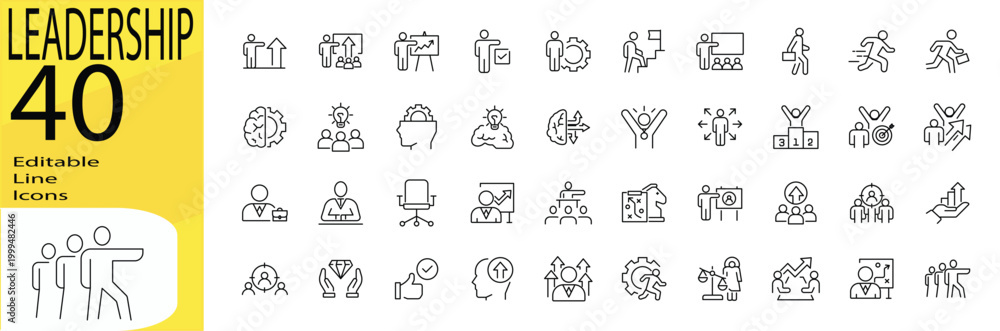 Fototapeta premium Leadership icon set. Editable stroke.