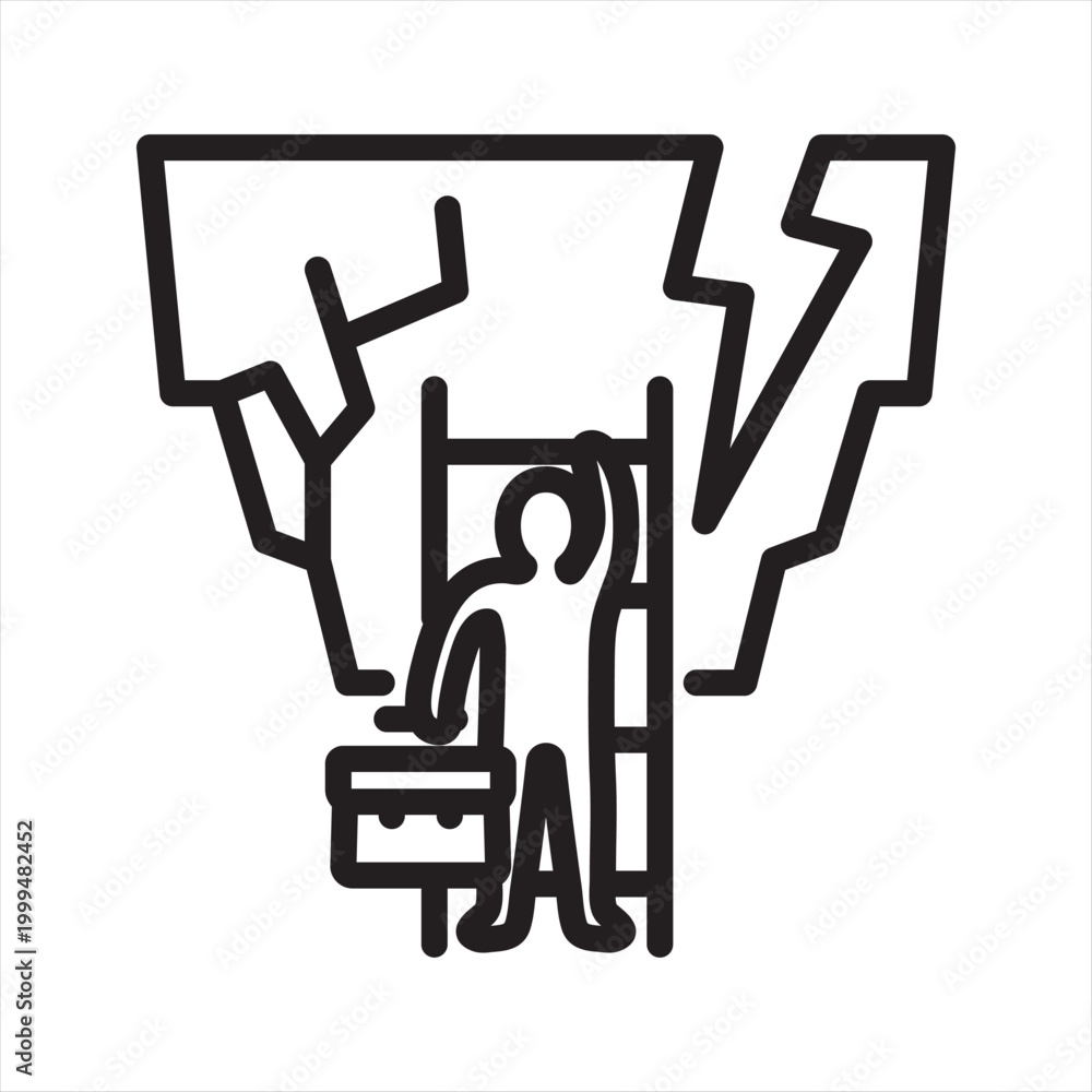 Fototapeta premium Stagnant Career Frustration Line Icon - Career Growth Block Stress