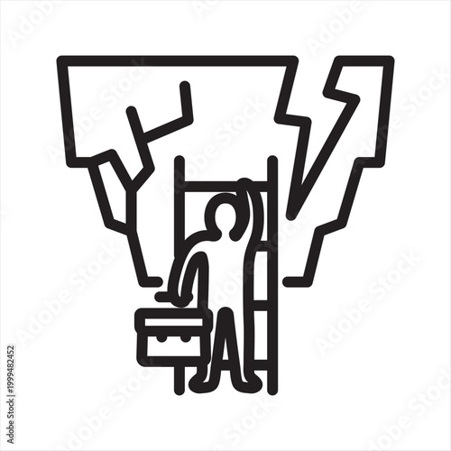Stagnant Career Frustration Line Icon - Career Growth Block Stress