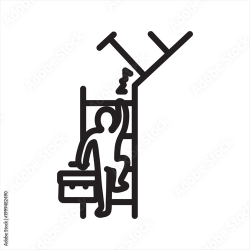 Stagnant Career Frustration Line Icon - Career Growth Block Stress