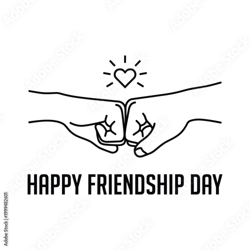 Happy Friendship Day Line Art Illustration with Pinky Promise and Heart Symbol