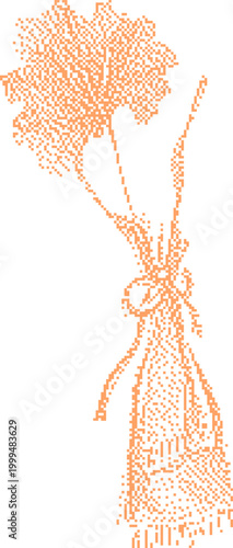 Wheat sheaf tied with ribbon against a white background