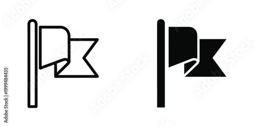 Flag icon with pole and banner symbol for design or website use