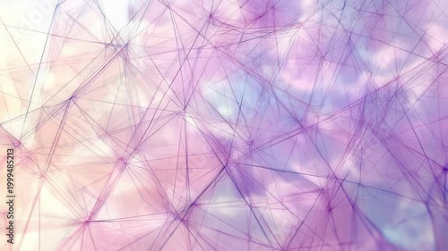 Abstract geometric network creates a beautiful, ethereal background. Soft pastel colors blend seamlessly in this digital design.