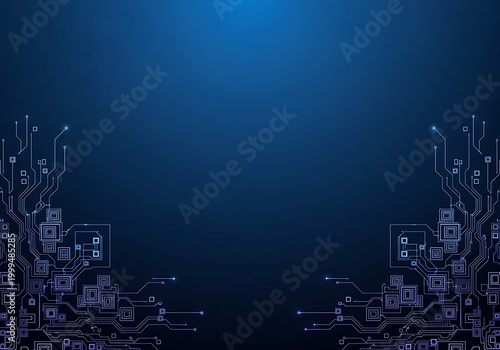 Abstract digital circuit board background with glowing lines and copy space
