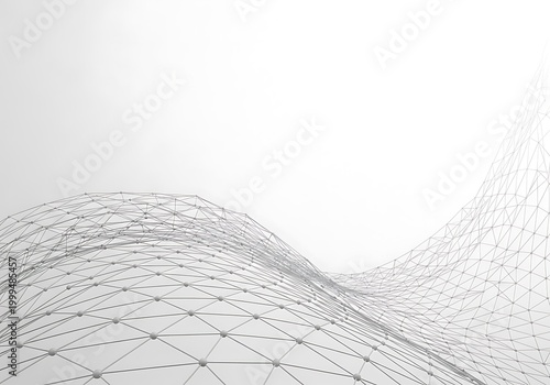Abstract geometric mesh waves on white background
