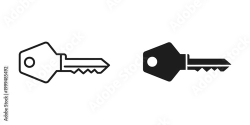 Simple key icon in outline and filled styles on white background