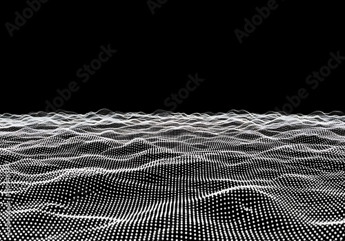 Abstract digital particle landscape with waves