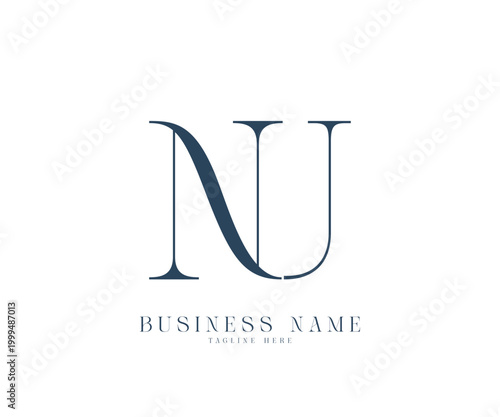Initial letters NU logo design vector