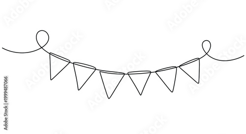 Bild auf Leinwand Bunting flags line art, festive celebration garland, the design is clean and cel