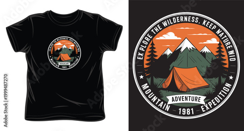 Mountain expedition camping adventure wilderness explore keep nature wild vintage badge.