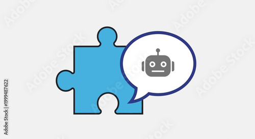 Robot speaks with puzzle piece.