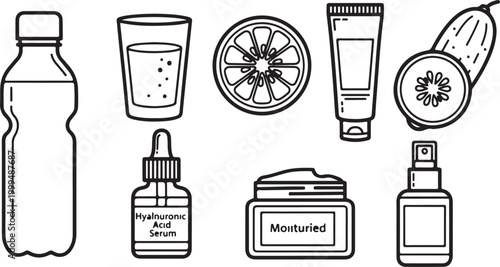 Beauty skin care products flat icon set on white background vector Vector
