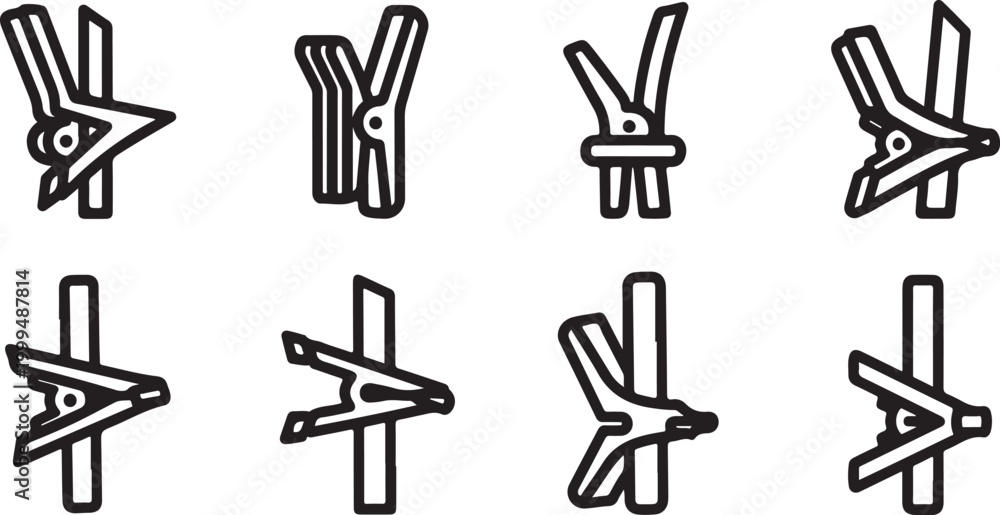 Fototapeta premium Vector icons set of hand gestures with fingers count and check mark Vector