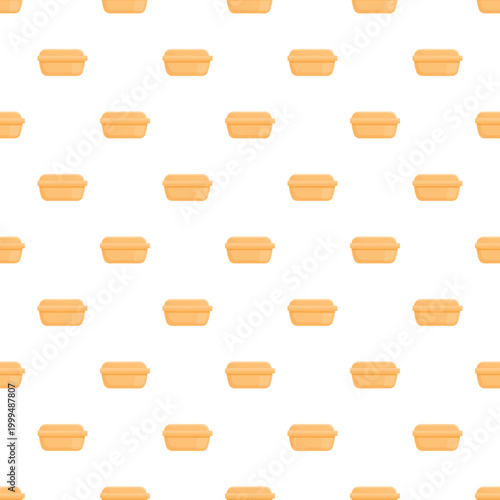 Repeating food containers creating a seamless pattern in orange and white