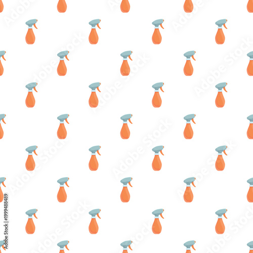 Orange and blue spray bottles creating a repetitive background for household products