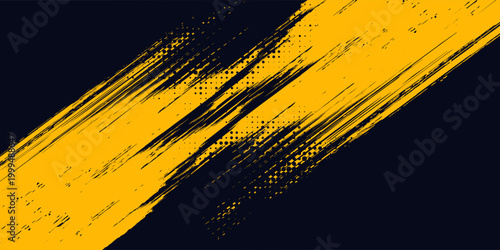 Dots pop art comics sport style vector illustration. Dots halftone yellow and black color pattern gradient grunge texture background.