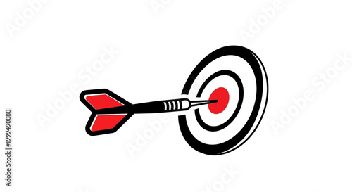 Red arrow hitting target bullseye center.