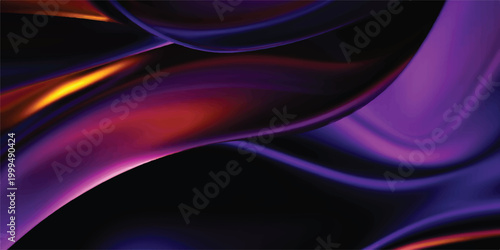 Dark abstract background with bold glowing purple waves and golden orange highlights web design glow effect technology background deep colors abstract gradient futuristic colorful