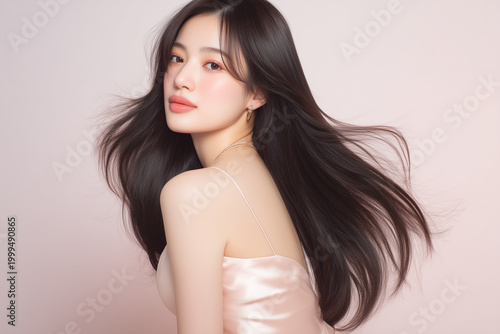 美しい髪の女性のビューティーポートレート　ヘアケア・スキンケア広告用