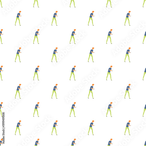 Seamless pattern showing a person walking and looking at a smartphone