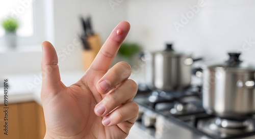 Close up of a hand making the 'peace' or 'victory' sign indoors