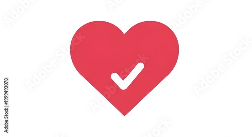 Red heart with white checkmark symbol