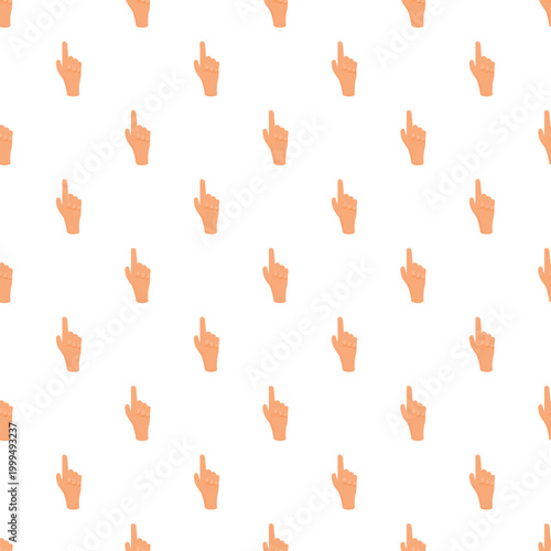 Seamless pattern featuring hands with index fingers pointing up on a plain background