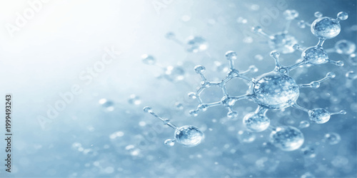 Molecular Symphony: An abstract depiction of molecules suspended in a fluid, with a focus on scientific aesthetics and the essence of science.