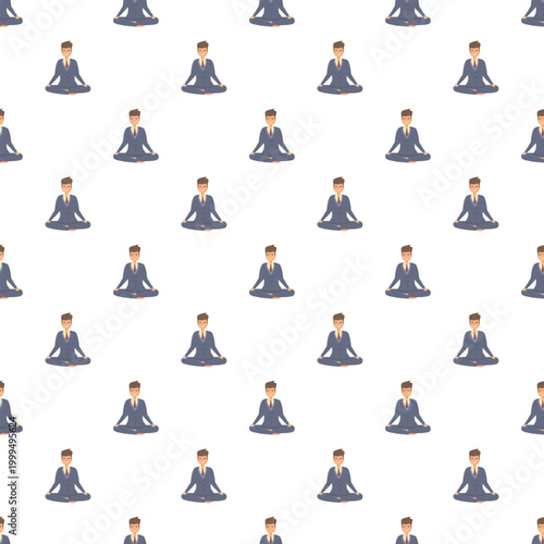 Businessman meditating in a suit creating a calming, repeatable pattern on a white background