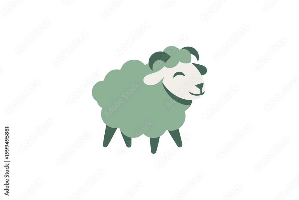 Obraz premium Stylized Sheep Vector Illustration, Eid al-Adha Qurban Animal Design, Minimal Flat Organic Character for Holiday and Kids Content