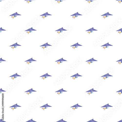 Hang gliders flying in a seamless repeating pattern on a white background