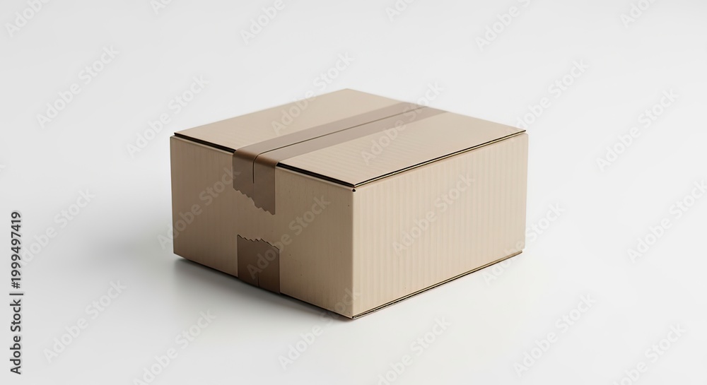 Fototapeta premium Cardboard Box Delivery, Online Shopping, Home Office, Product Packaging, Minimalist Viewpoint