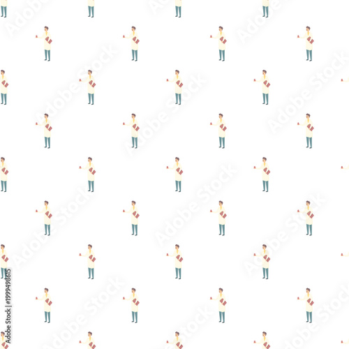 Healthcare worker illustration creating a medical and scientific concept repeating background