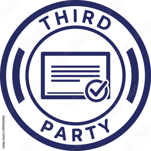 Third Party Certification Seal Badge Icon in Blue Vector Style