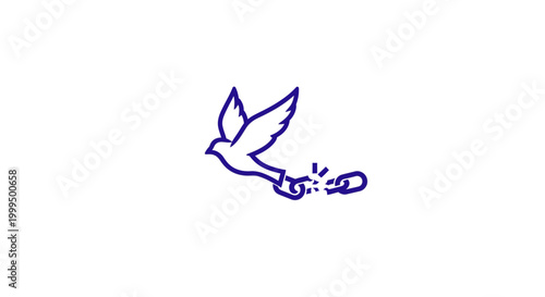 Freedom Concept with Flying Bird and Broken Chain