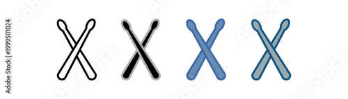 
Stick drum icon set multiple style collection with drum stick design