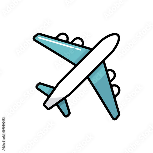 Airplane or plane flat vector isolated icon