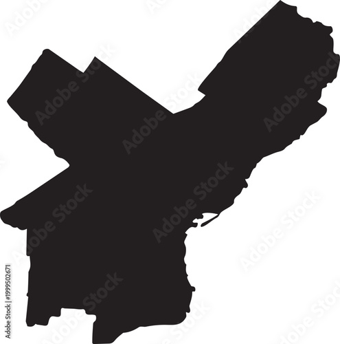 Black silhouette map of philadelphia city