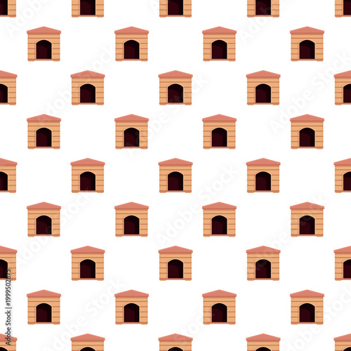 Doghouses forming a repeating pattern, creating a background for pet related concepts