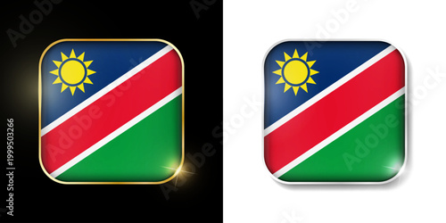 Namibia flag shiny golden and silver icons isolated on black and white. Vector 3D square rounded illuminated buttons with shadow. Use for bets, tournament, sport games Free Download Namibia flag shiny golden and silver icons isolated on black and white. Vector 3D square rounded illuminated buttons with shadow. Use for bets, tournament, sport games - GFXLoad