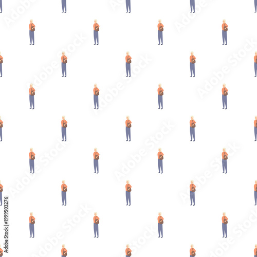 Senior lady flat illustration repeating across a white background