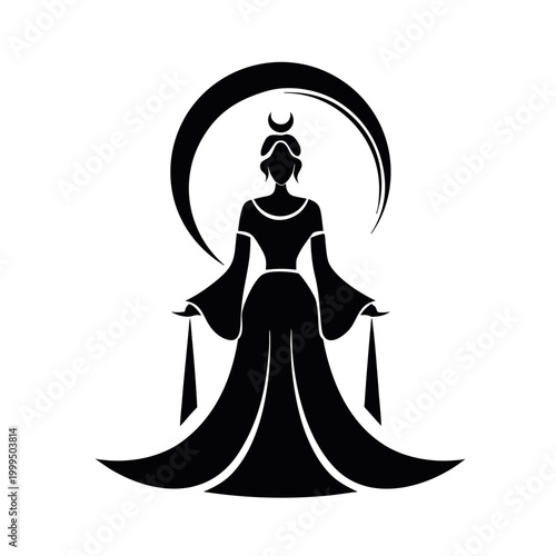 Goddess Parvati Graceful Standing Divine Silhouette Illustration